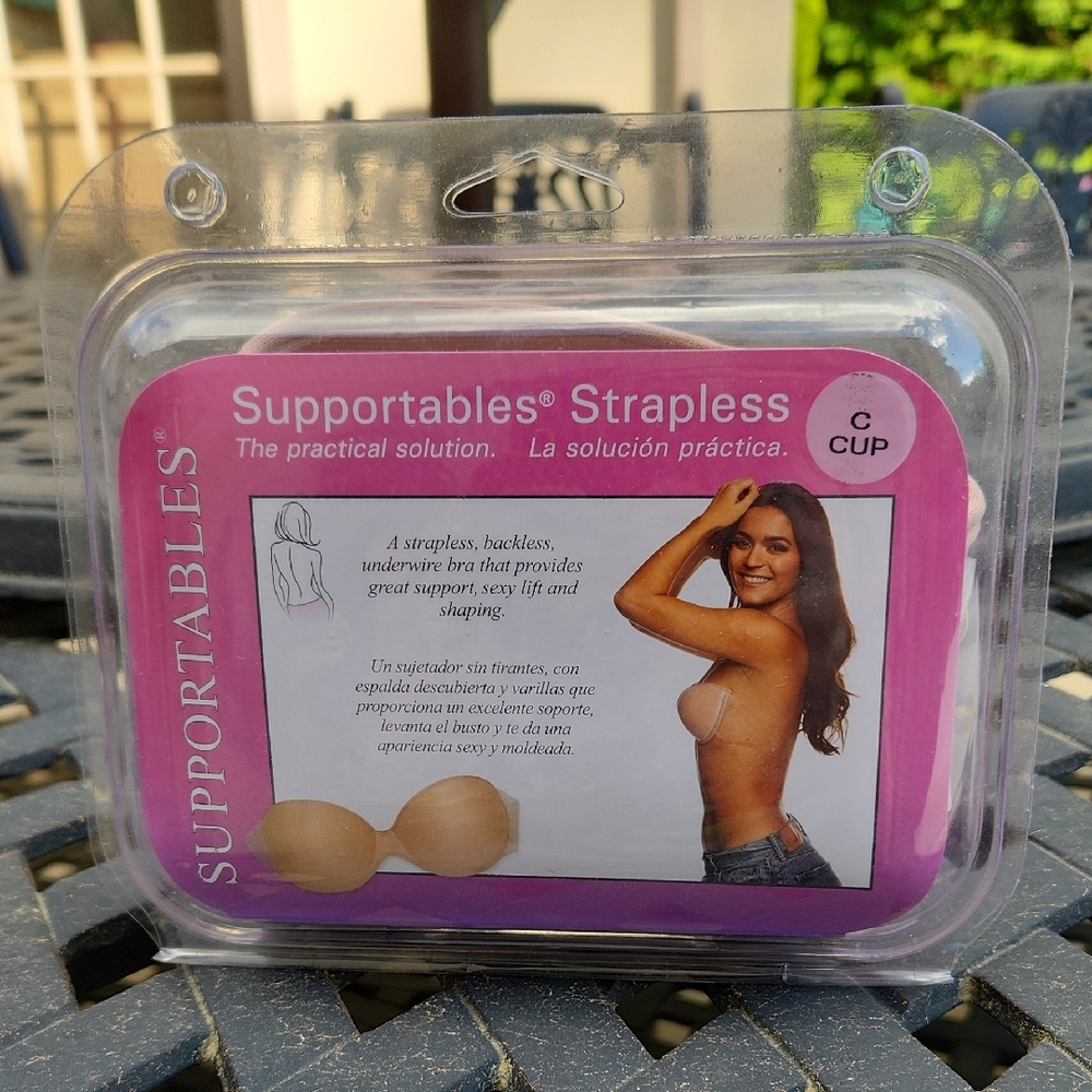 NEW REUSABLE Nude Strapless Bra x Supportables. SEALED PKG. 100% Silicone Straps